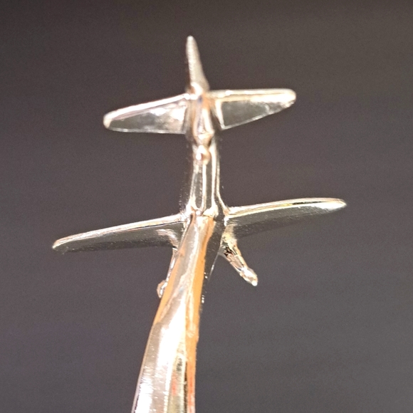 Mid-Century aeronautic trophy on a Carrera marble base with metal aircraft - Picture 3 of 11